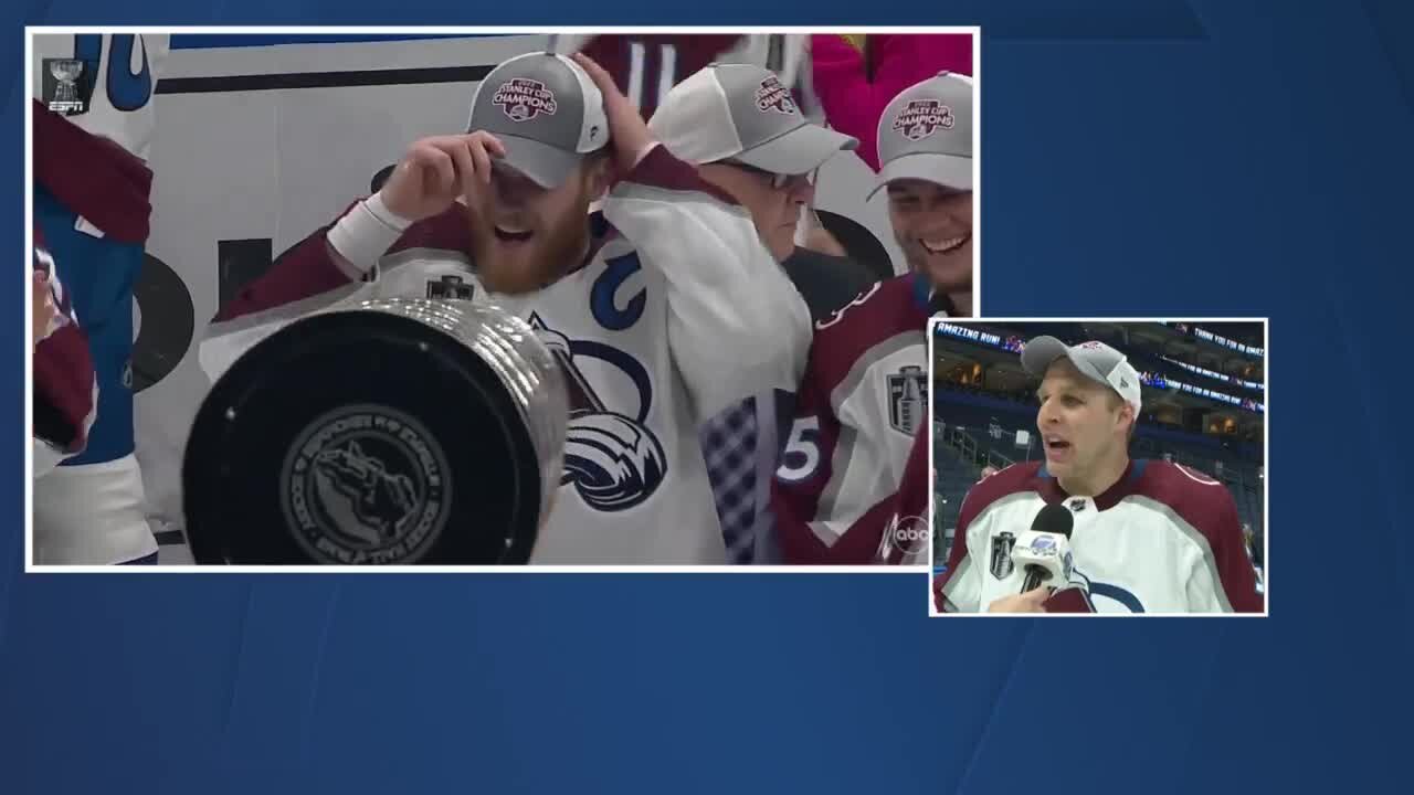 Avs players, fans celebrate after clinching the Stanley Cup