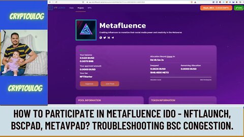 How To Participate In Metafluence IDO - NFTlaunch, Bscpad, Metavpad? Troubleshooting BSC Congestion.