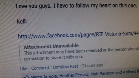 Cover Up Exposed! RIP Victoria Soto Facebook Page Created December 10, 2012!