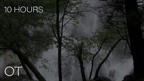 Rainy Night by the Waterfall | A light rain & waterfall sounds for sleeping | studying | relaxing