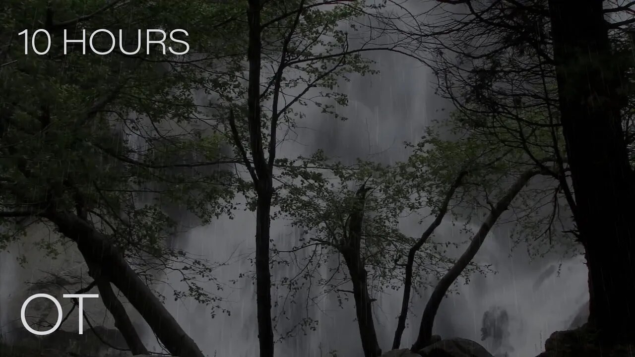 Rainy Night by the Waterfall | A light rain & waterfall sounds for sleeping | studying | relaxing