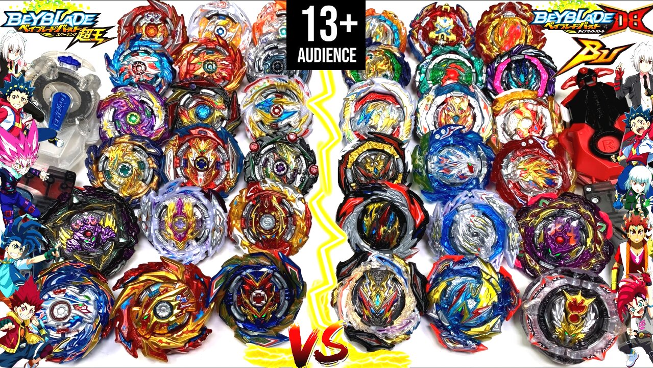 Beyblade All DB BU vs All Sparking Beys Beyblade Burst Ultimate Dynamite Battle Drago Galaxy