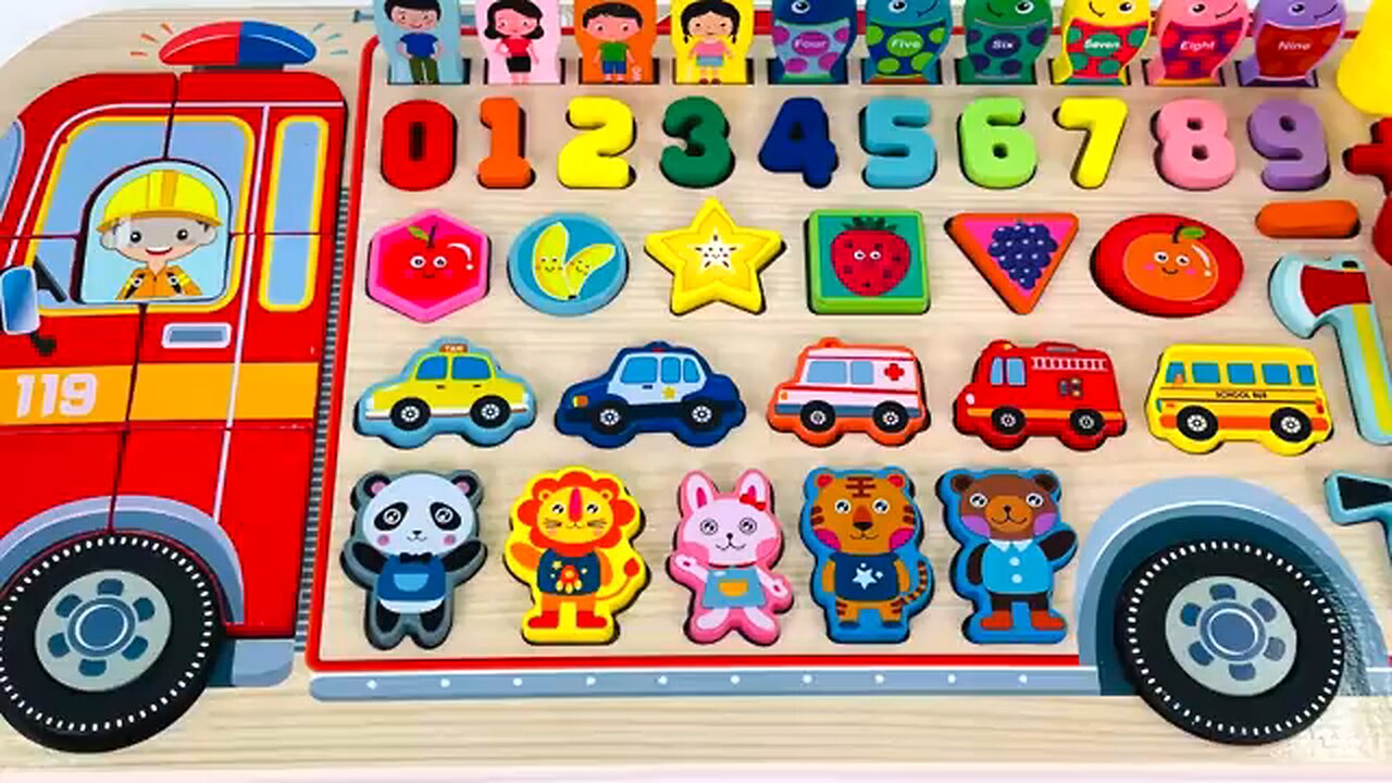 Best Learn Shapes, Numbers, Counting 1 to 10 with Firetruck Puzzle