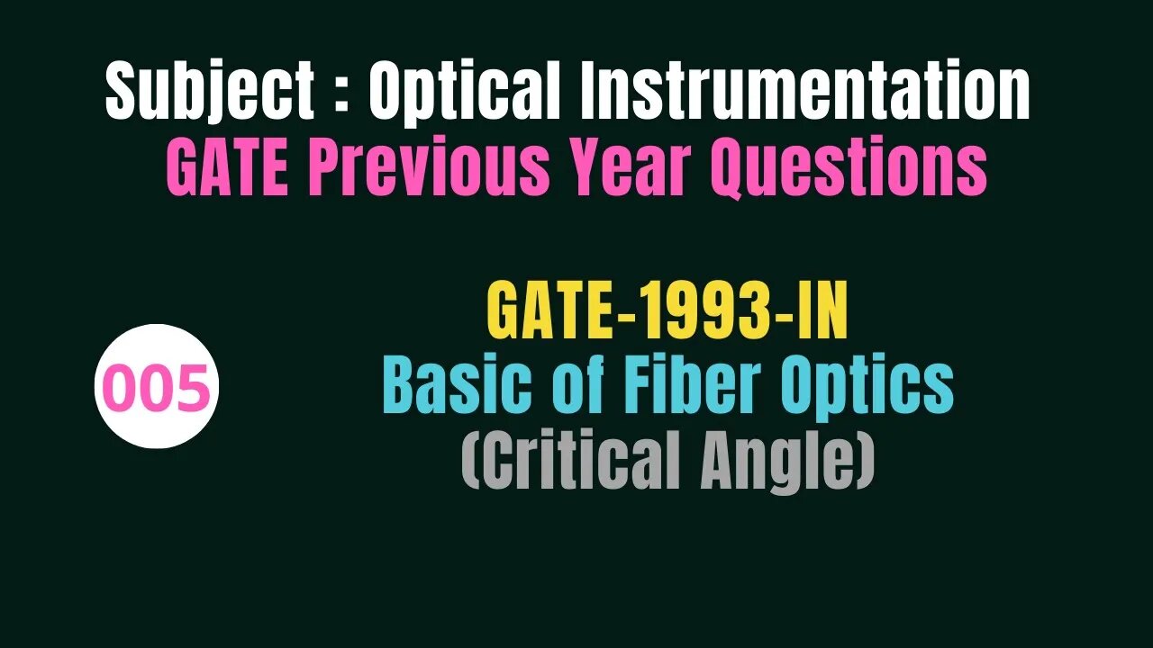 005 | GATE 1993 | Basic of Fiber Optics | Previous Year Gate Questions on Optical Instrumentation