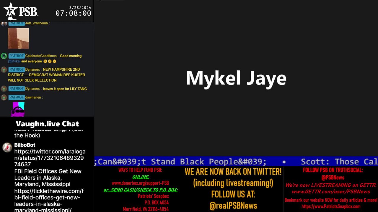 2024-03-28 07:00 EDT - Patriots Soapbox AM: with MykelJaye, SkyeBreeze