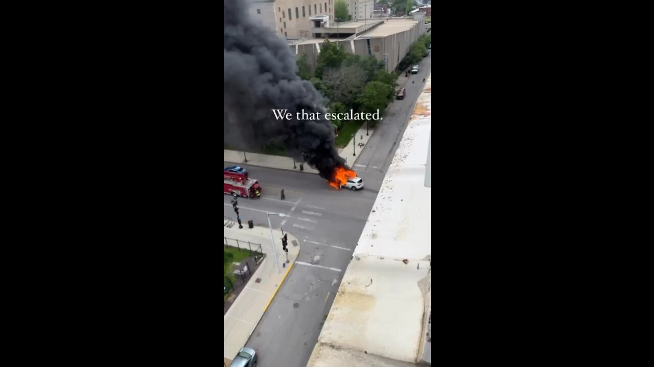 CAR ON FIRE OUTSIDE APARTMENT