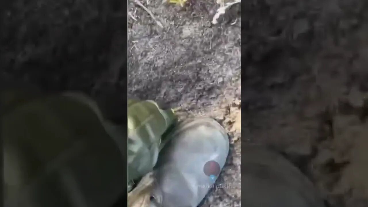 Ukraine War- Ukrainian Solder Treads on a Mine