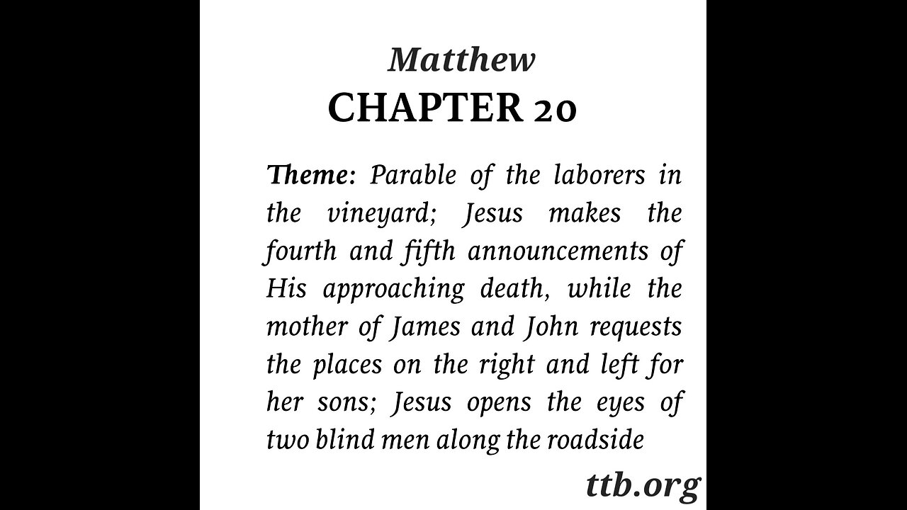 Matthew Chapter 20 (Bible Study)