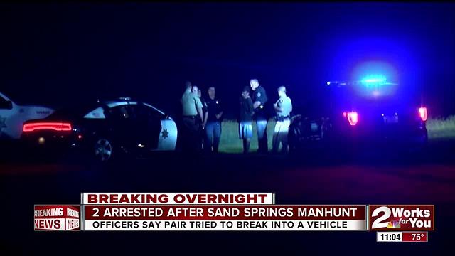 Two suspects arrested after a manhunt in Sand Springs