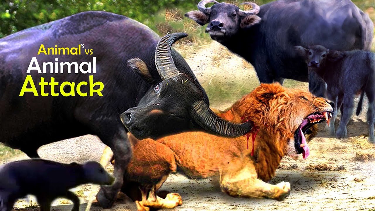 Mother Buffalo Takes Down Lion With Surprising Ease To Save His Baby - Dingo vs Kangaroo