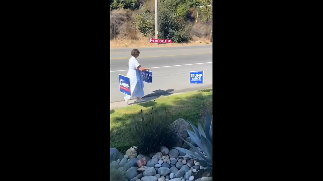 Liberal woman steals Trump signs