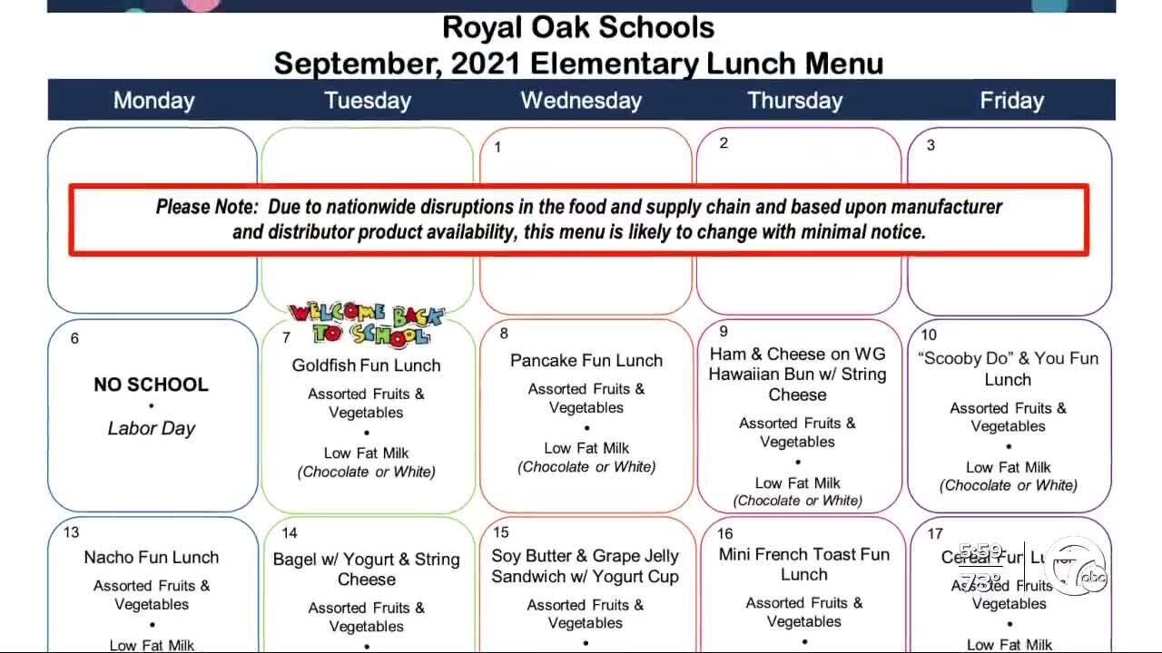 Royal Oak Public Schools taking heat from parents over lunch menu for elementary students