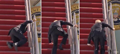 Joe Biden trips three times while bo airding Force One