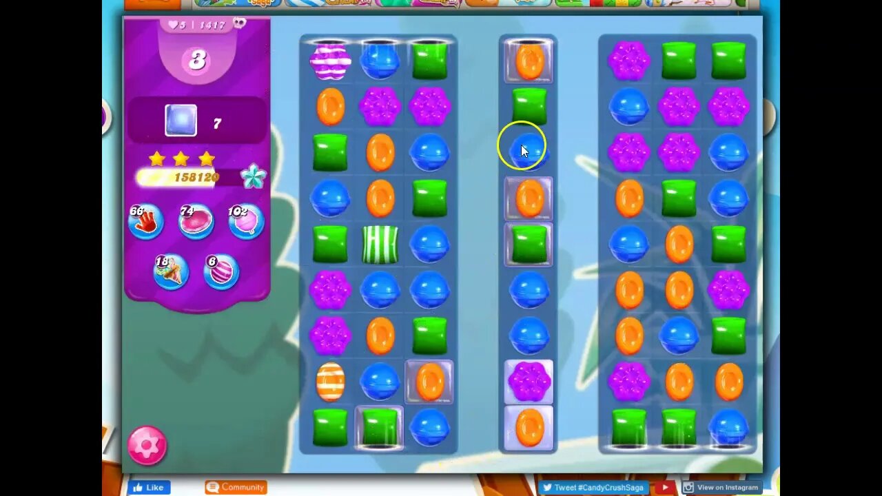 Candy Crush Level 1417 Talkthrough, 24 Moves 0 Boosters