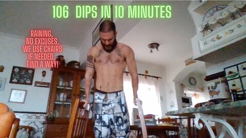 106 Dips in 10 Minutes! Raining, The Park is Wet, NO EXCUSES, We Use CHAIRS To Do The Dips!