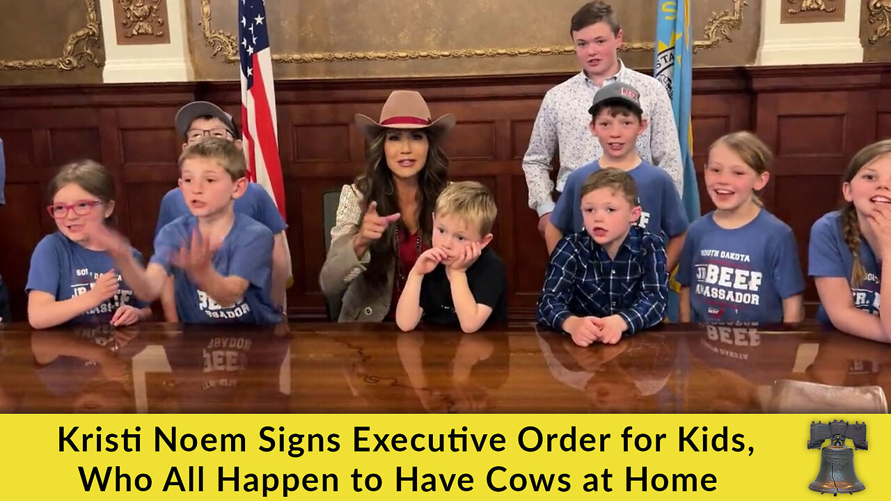 Kristi Noem Signs Executive Order for Kids, who All Happen to Have Cows at Home