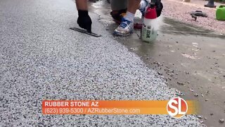 OUCH! Don't burn your feet on hot concrete! Call Rubber Stone AZ today!