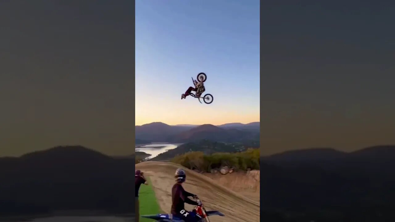 Dirt bike lands a flip with a wheelie😳#shorts #crazyvideo #dirtbike #wheelie