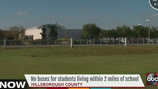 No buses for students living within 2 miles of school