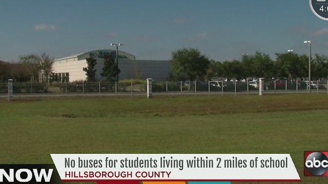 No buses for students living within 2 miles of school