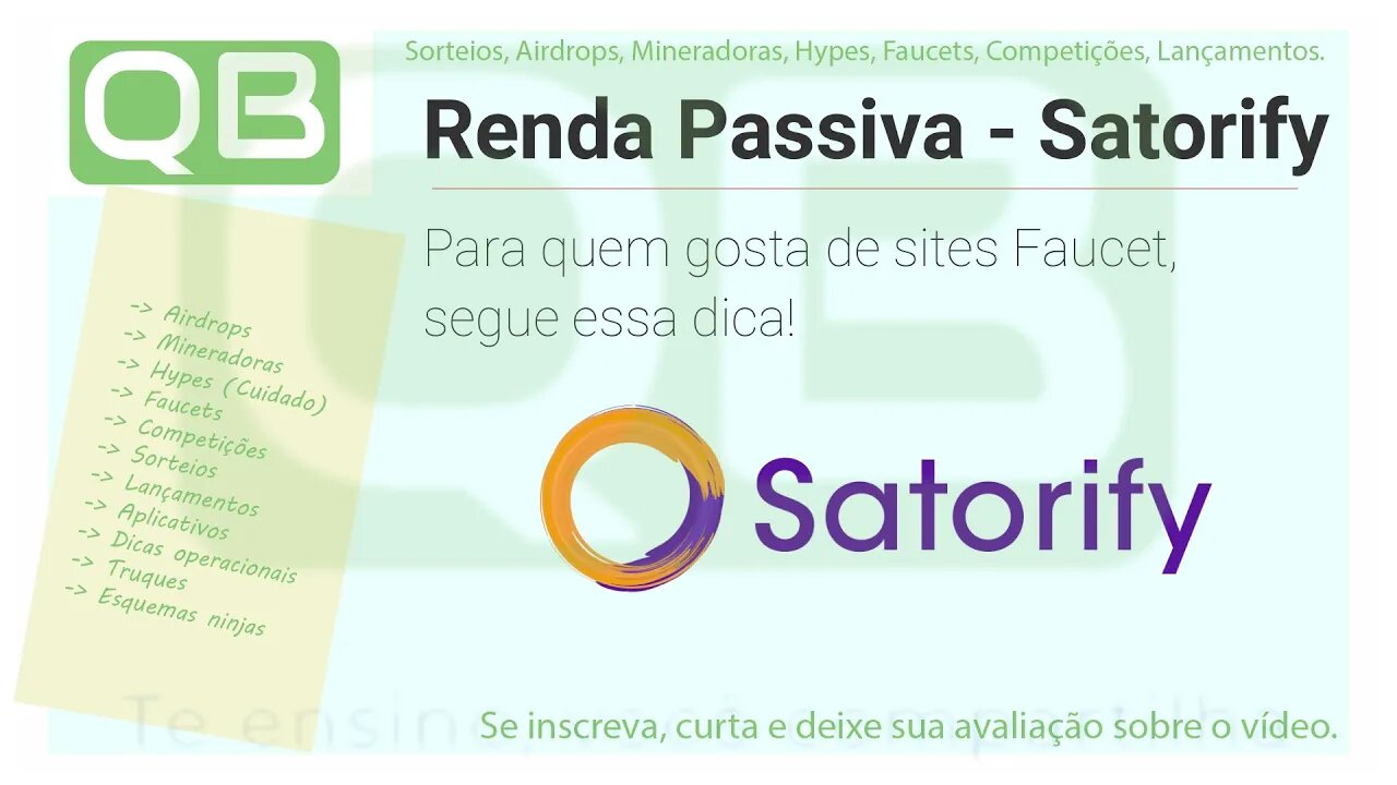 Faucet - Renda Passiva - Satorify - Ganhe CLM com tarefas simples