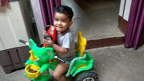 Cute kids play with Bike toys