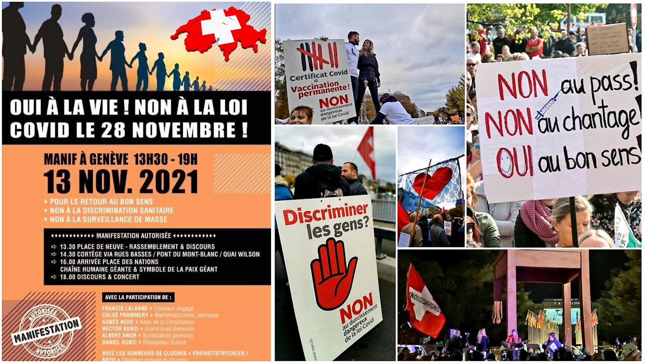 Chaîne humaine à Genève 13.11.21 🇨🇭 NON À LA LOI COVID-19 LE 28 NOVEMBRE !