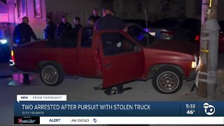 2 arrested in pursuit involving stolen truck