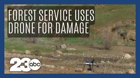 U.S. Forest Service access highway storm damage using drone