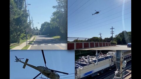 Low flying Helicopter spends over an hour around Princeton Junction Train Station