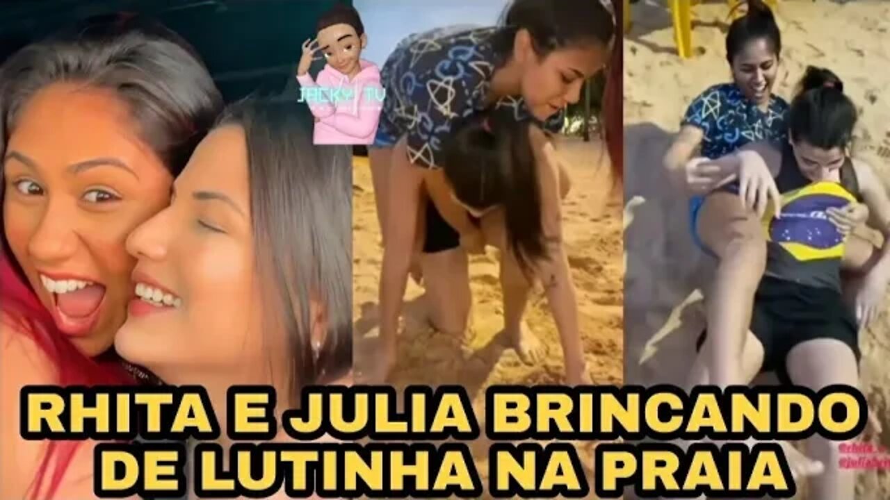 RHITA SAMPAIO E JULIA BRITO BRINCANDO DE LUTINH4 NA PRAIA 🤣🤣🤣