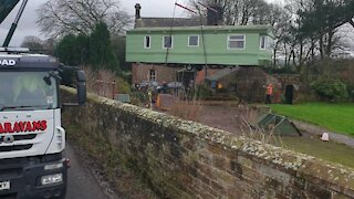 Static Caravan, Craned in position