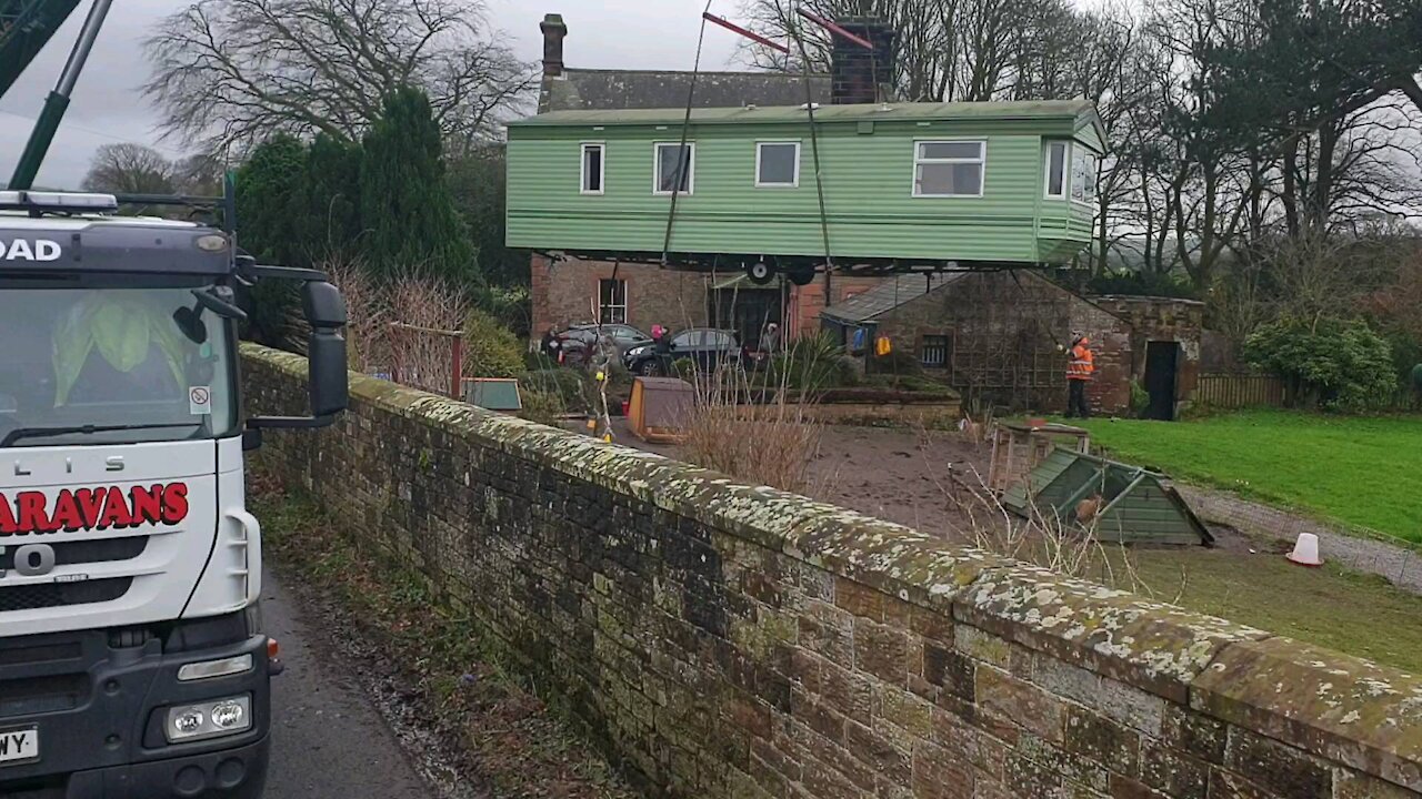 Static Caravan, Craned in position