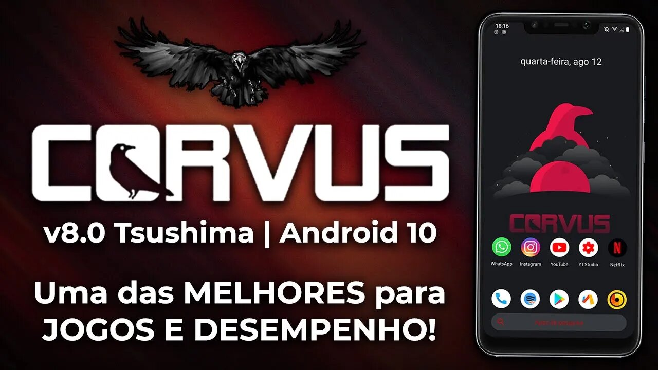 ROM Corvus OS v8.0 Tsushima | Android 10.0 Q | UMA DAS MELHORES ROMS PARA PERFORMANCE E JOGOS!