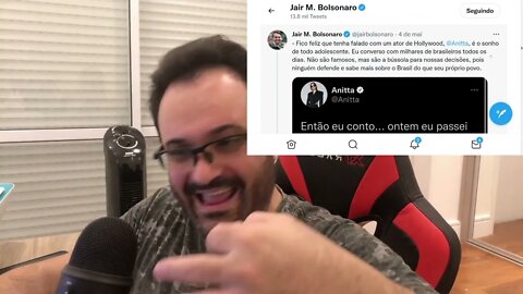 Resposta de Bolsonaro a Anitta foi tão genial que o Reinaldo Azevedo pediu para ela parar de lacrar