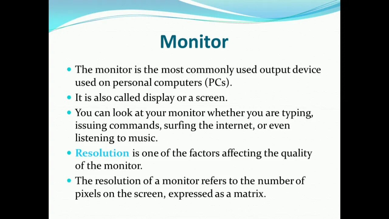 Computer 8th Lecture5 Monitor