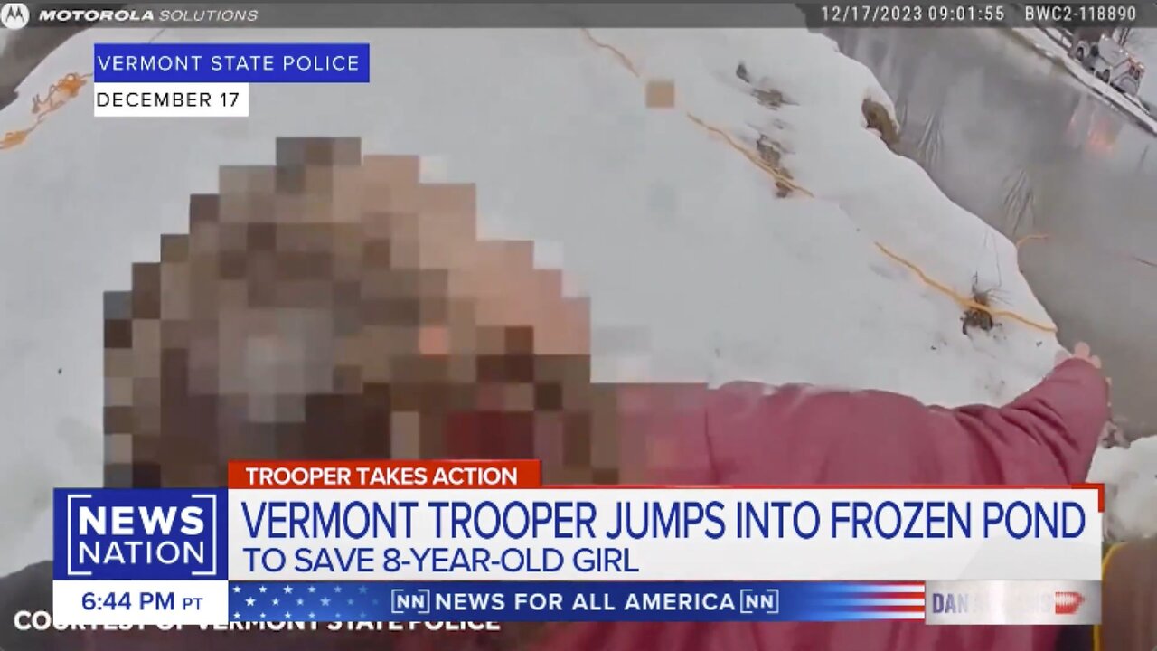 Vermont trooper jumps into frozen pond, saves 8-year-old