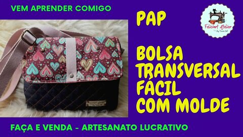 Bolsa Transversal Passo a Passo Fácil com Molde #costuracriativa #vemaprendercomigo