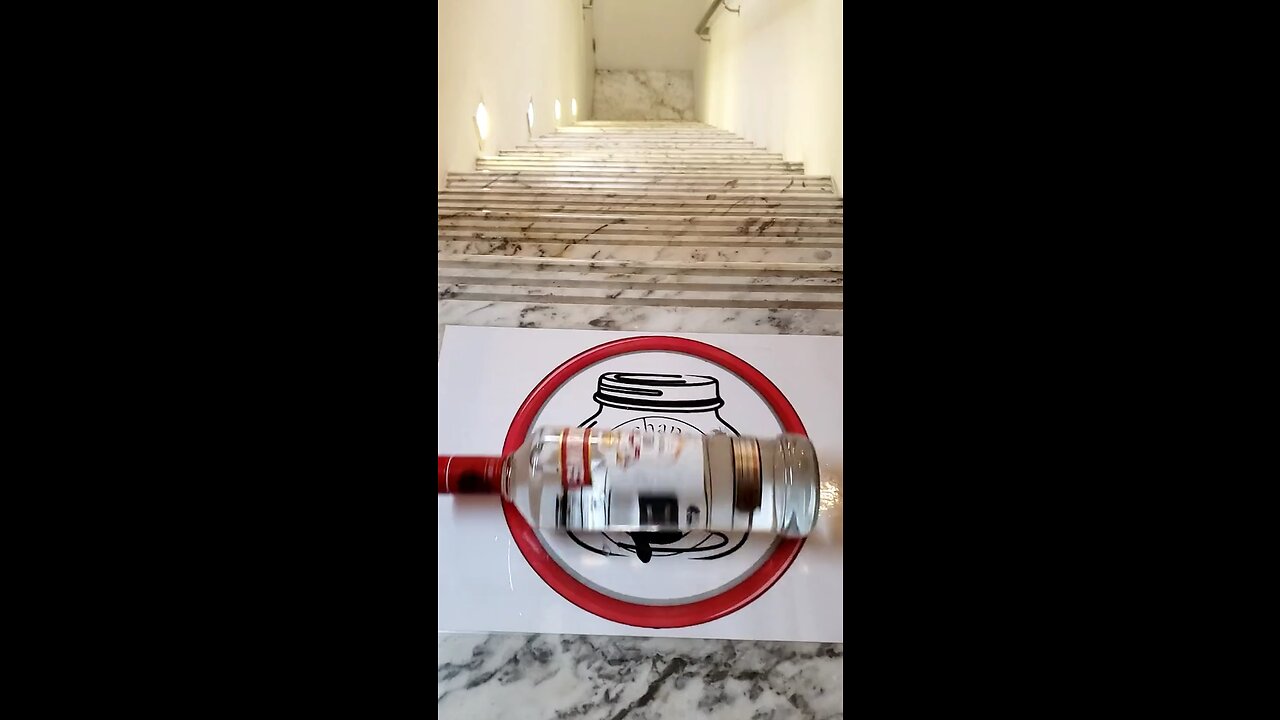 Break the bottle on stairs