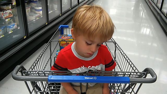 Cute Kid Falls Asleep While Shopping