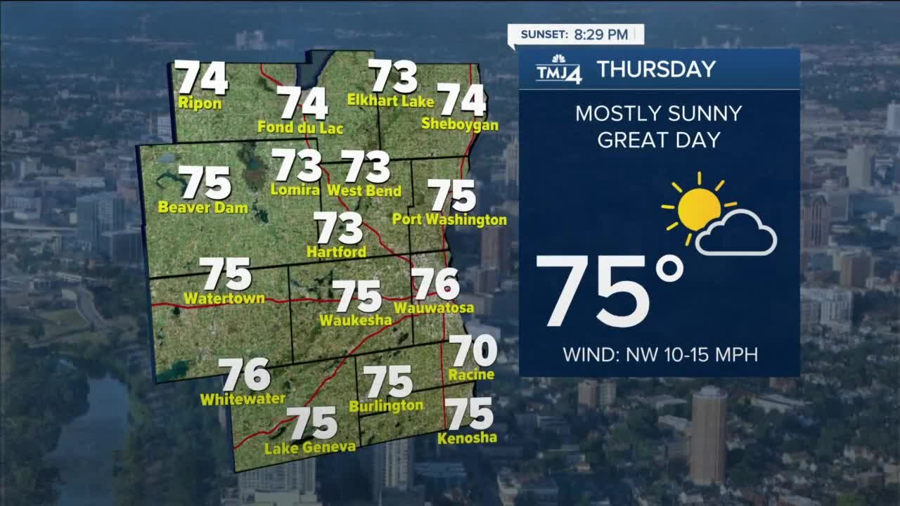 Beautiful and sunny Thursday with highs in the 70s