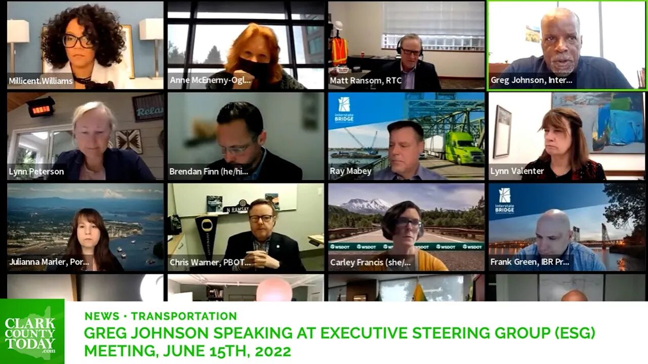 Greg Johnson speaking at Executive Steering Group ESG meeting, June 15th, 2022