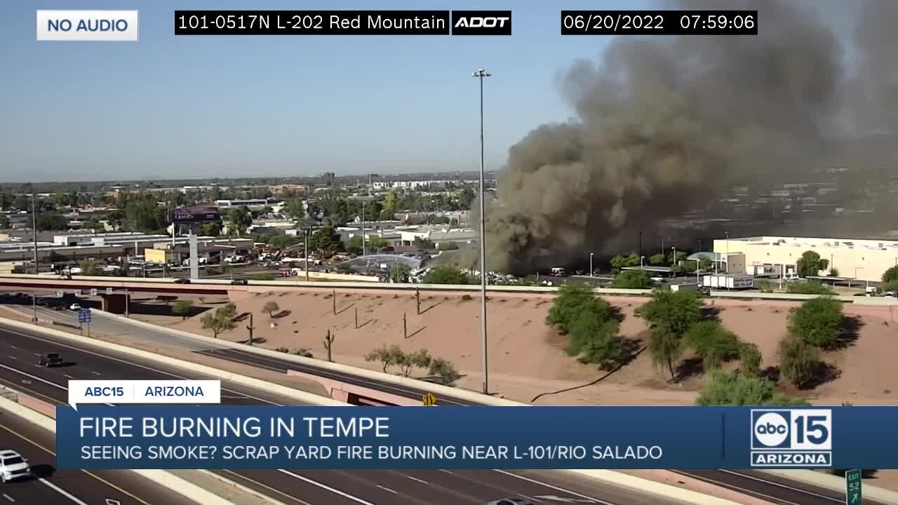 Scrap yard fire near Loop 101 and Rio Salado Monday