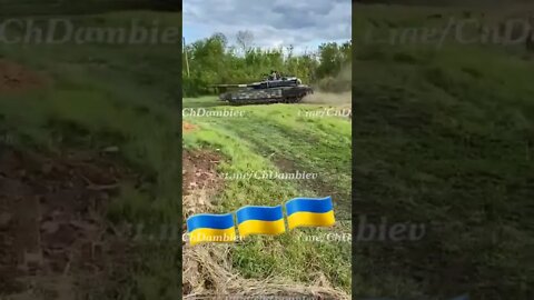 The only Ukrainian T 84 120 Yatagan tank lit up in the Donbas