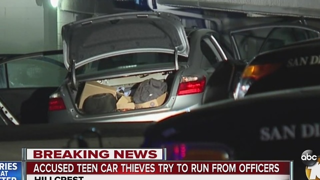 Accused teen car thieves try to run from officers