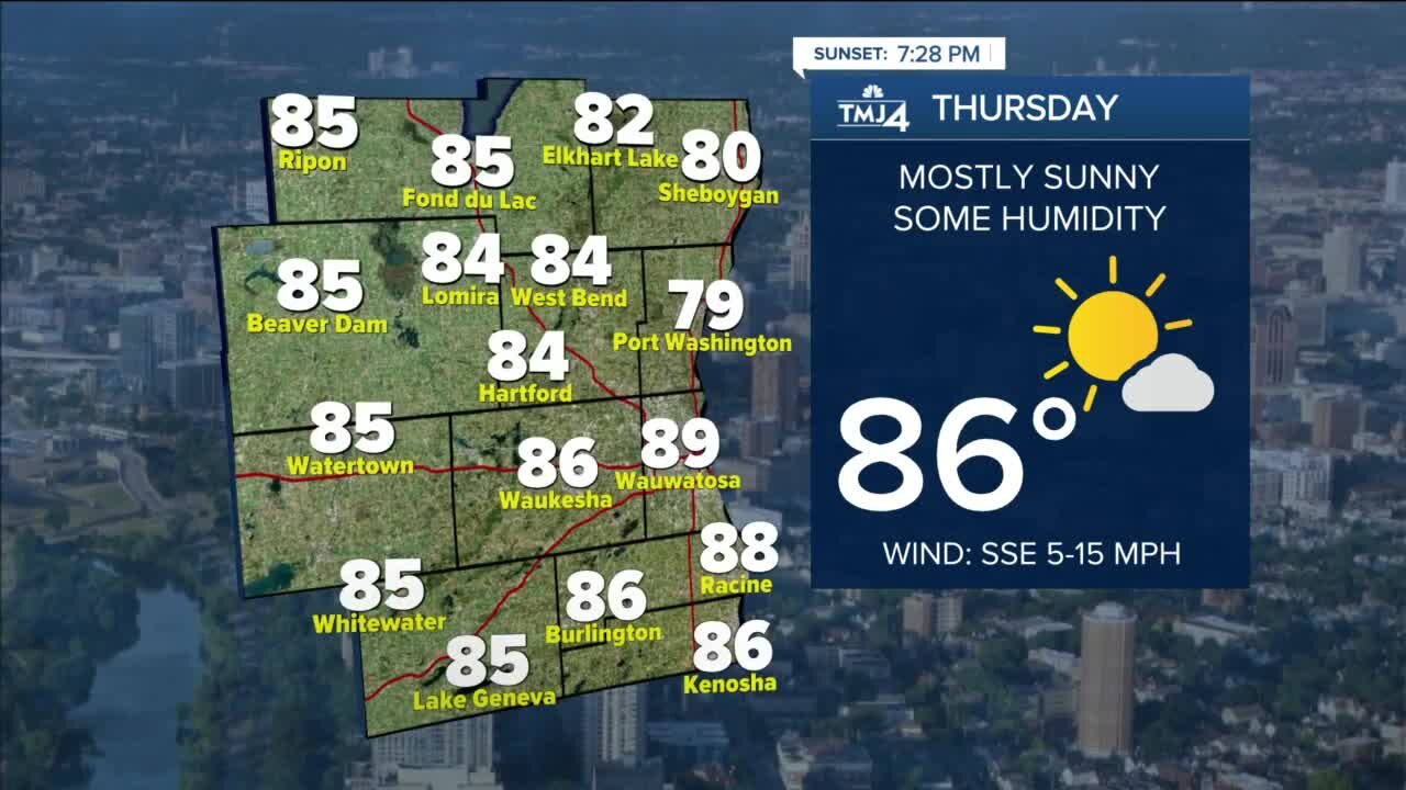 Southeast Wisconsin weather: Highs in the 80s, some humidity on Thursday