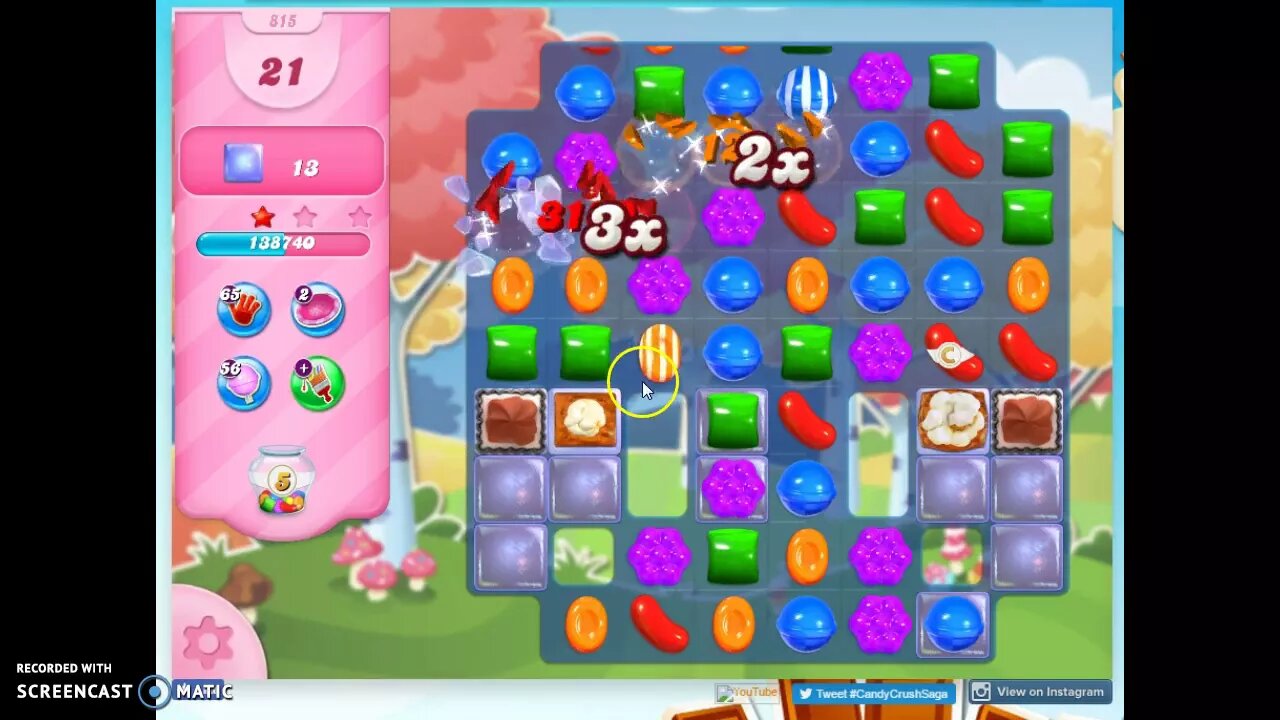 Candy Crush Level 815 Audio Talkthrough, 2 Stars 0 Boosters