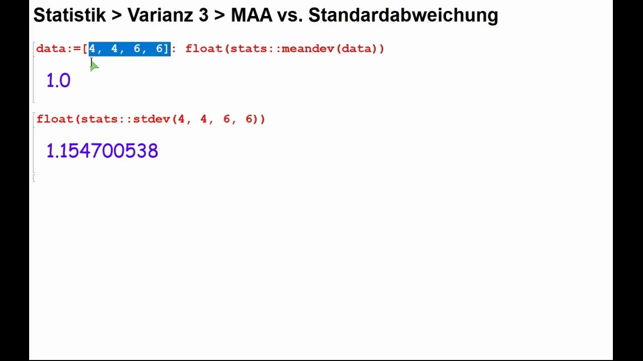 Statistik ► Streumaße ► "Standardabweichung" contra "Mittlere absolute Abweichung"