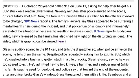 🟨 科羅拉多男子撥打 911求救，結果後被警察擊斃 🟨