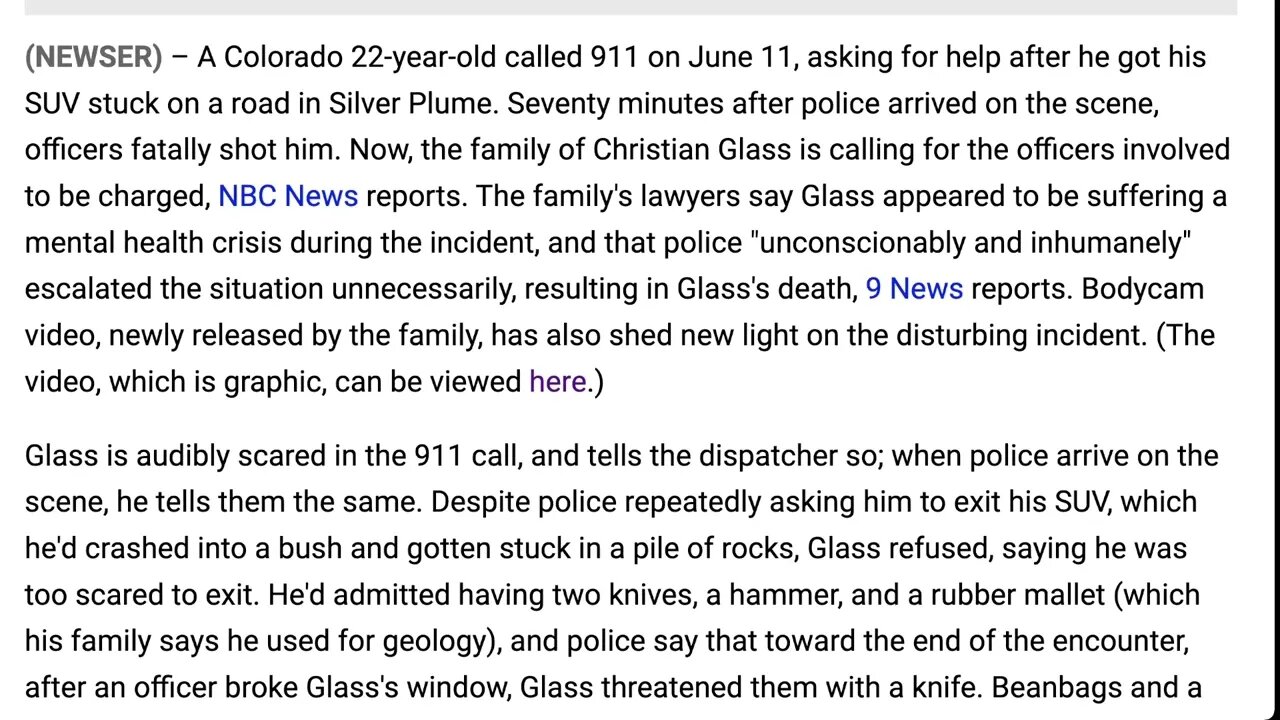 🟨 科羅拉多男子撥打 911求救，結果後被警察擊斃 🟨